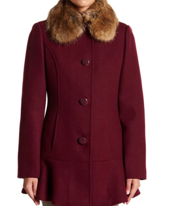 Camila Mendes Riverdale Maroon Shearling Fur Coat