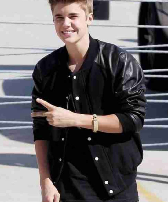 Justin Bieber Black Bomber Leather Jacket | Premium Celeb Style