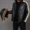 Mens Original Fur Detachable Hood Vintage Celebrity Leather Jacket