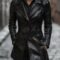 Women's Black Lapel Button Leather Jacket | women business Coat