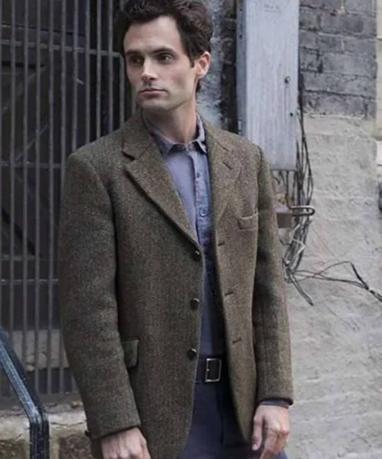 Penn Badgley You Brown Wool Blazer