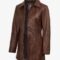 Womens 3/4 Length Cognac Leather Coat