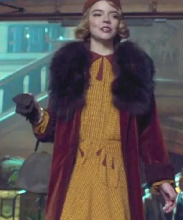 Anya Tay­lor-Joy Peaky Blind­ers S05 Fur Collar Red Coat