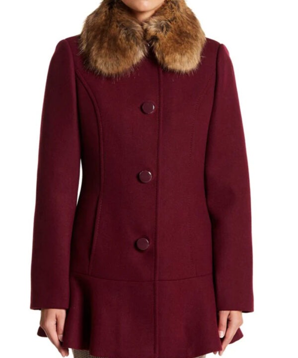 Camila Mendes Riverdale Maroon Shearling Fur Coat