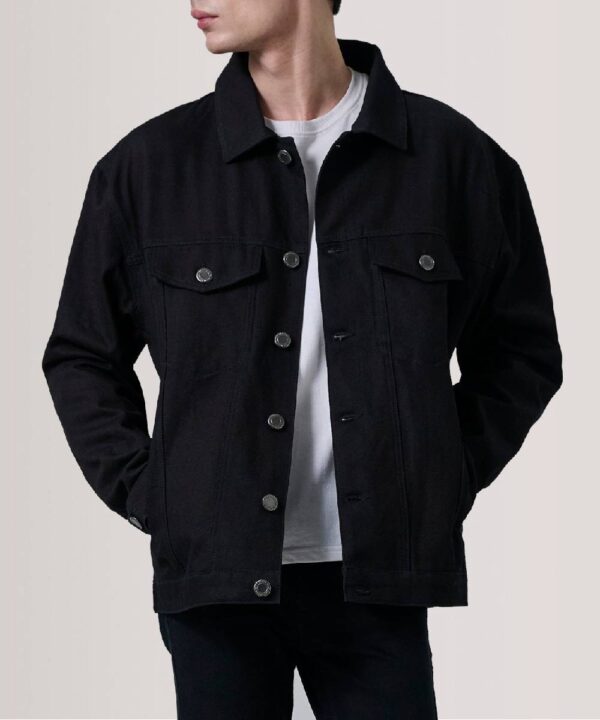 Eddie Black Oversized Denim Trucker Jacket