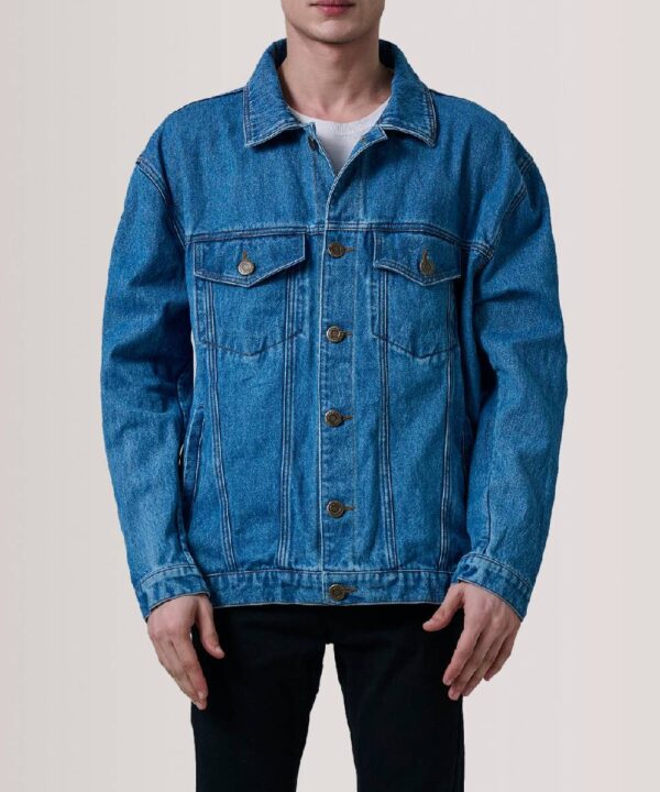 Eddie Dark Blue Oversized Denim Trucker Jacket