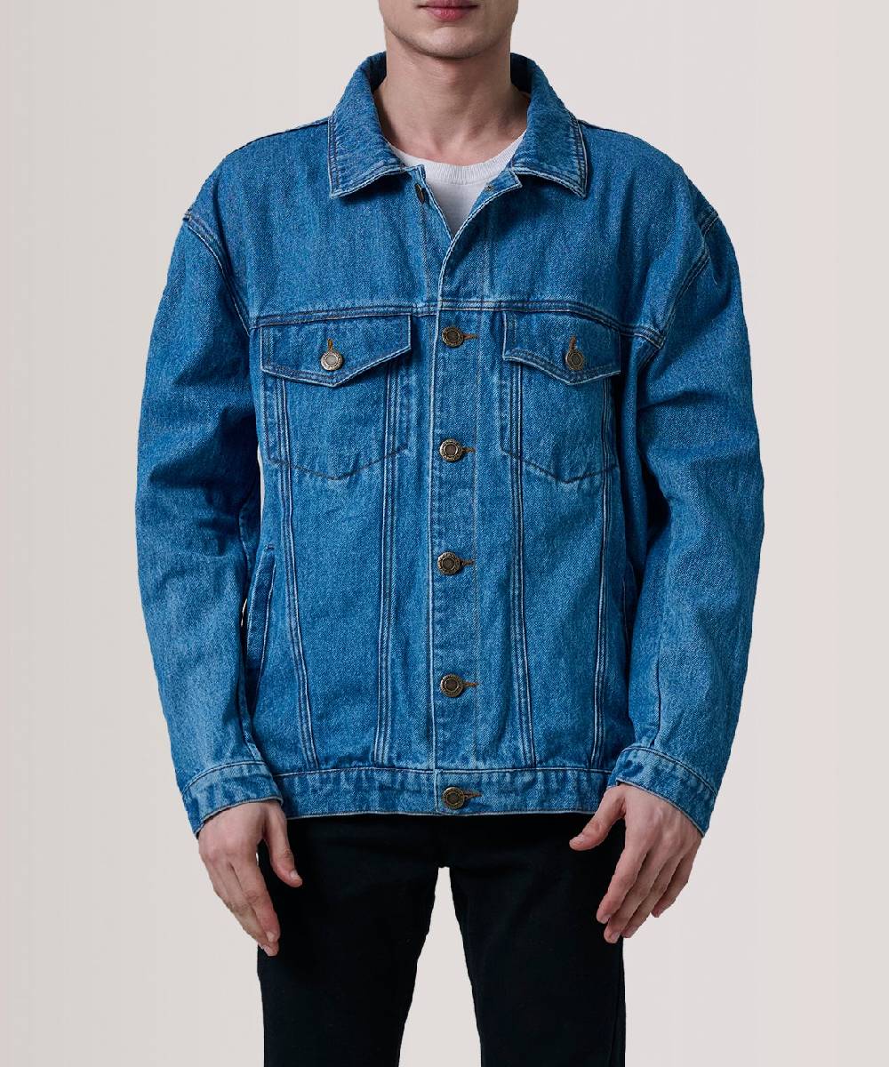 Eddie Dark Blue Oversized Denim Trucker Jacket