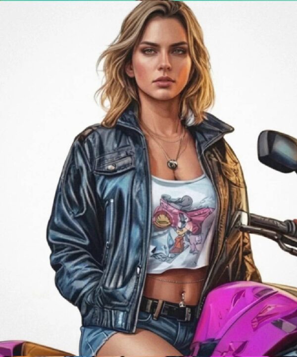GTA 6 Lucia Motorcycle Black Leather Jacket