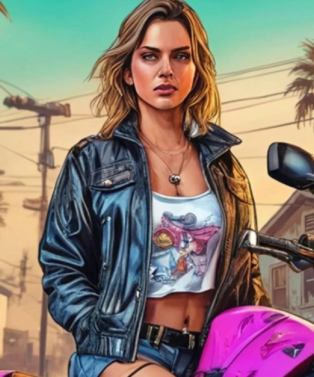 GTA 6 Lucia Motorcycle Black Leather Jacket