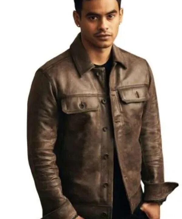 Julian Works The Long Game Brown Trucker Leather Jacket