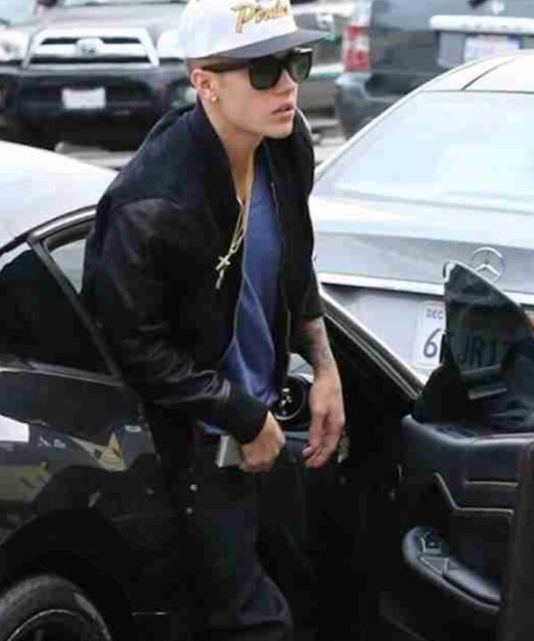 Justin Bieber Black Bomber Leather Jacket | Premium Celeb Style