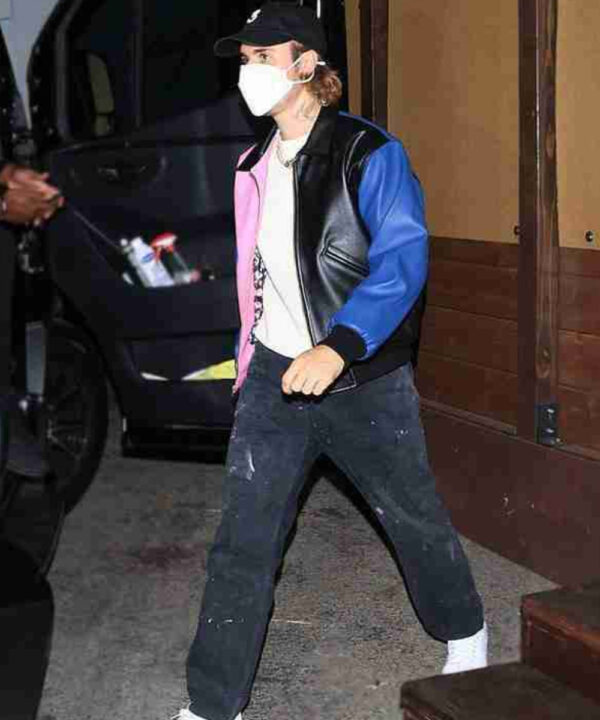 Justin Bieber Bomber Tricolor Leather Jacket