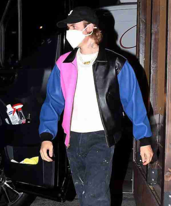 Justin Bieber Bomber Tricolor Leather Jacket