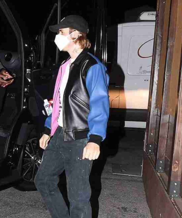 Justin Bieber Bomber Tricolor Leather Jacket