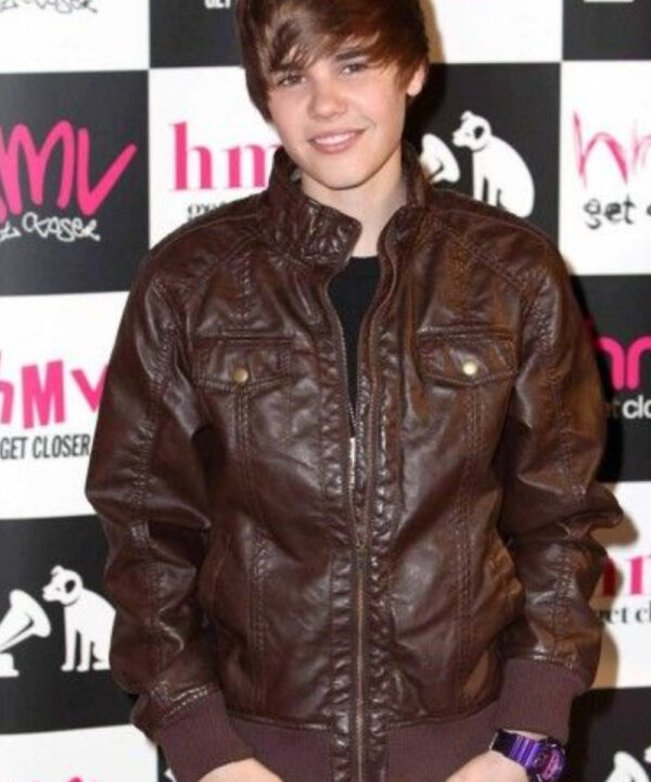 Justin Bieber Brown Leather Jacket
