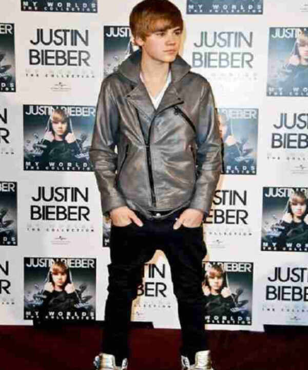Justin Bieber Grey Leather Jacket