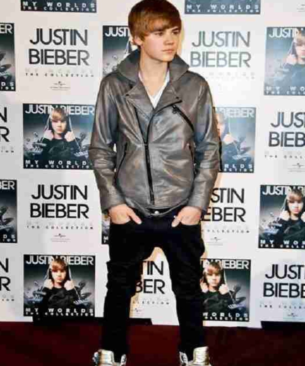 Justin Bieber Grey Leather Jacket