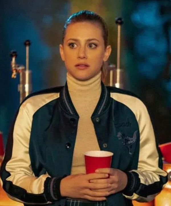 Lili Reinhart Riverdale S04 Blue and White Bomber Jacket