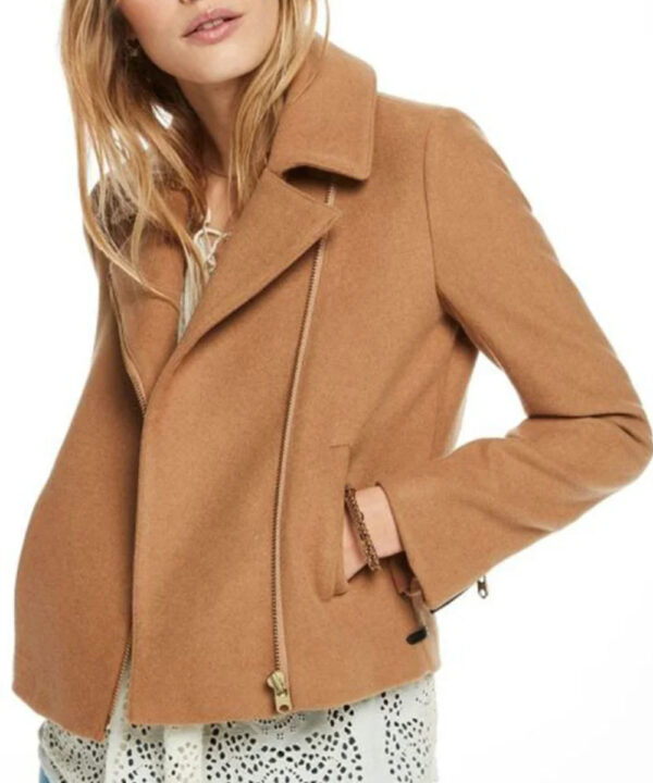 Riverdale Betty Cooper Camel Wool Biker Jacket