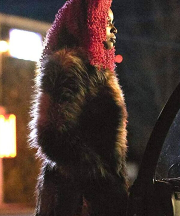 Starfire Titans Black Brown Fur Leather Winter Coat