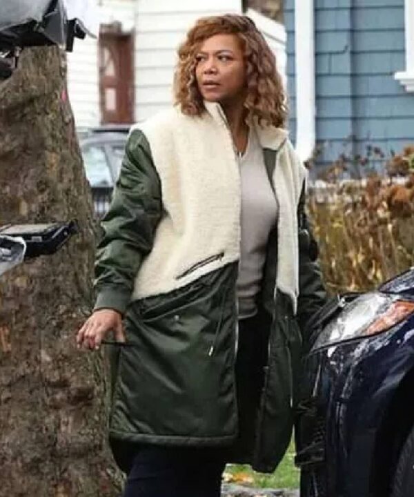 The Equalizer Queen Latifah Green and White Coat