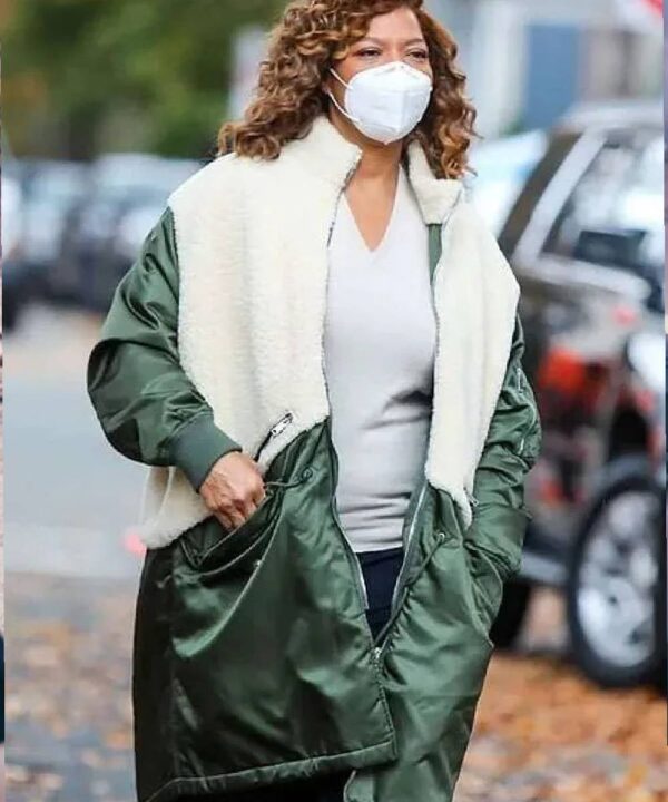 The Equalizer Queen Latifah Green and White Coat