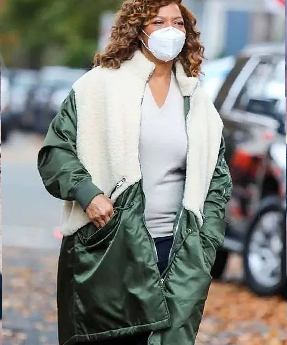 The Equalizer Queen Latifah Green and White Coat