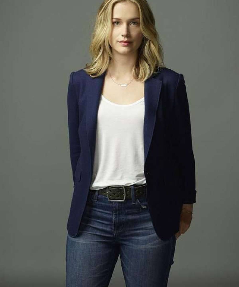 You Elizabeth Lail Blue Blazer Coat